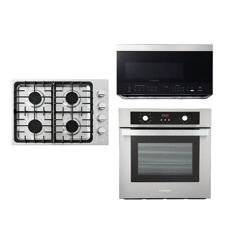 3 Piece Kitchen Package With 30  Gas Cooktop 30  Over The Range Microwave 24  Single Electric Wall Oven