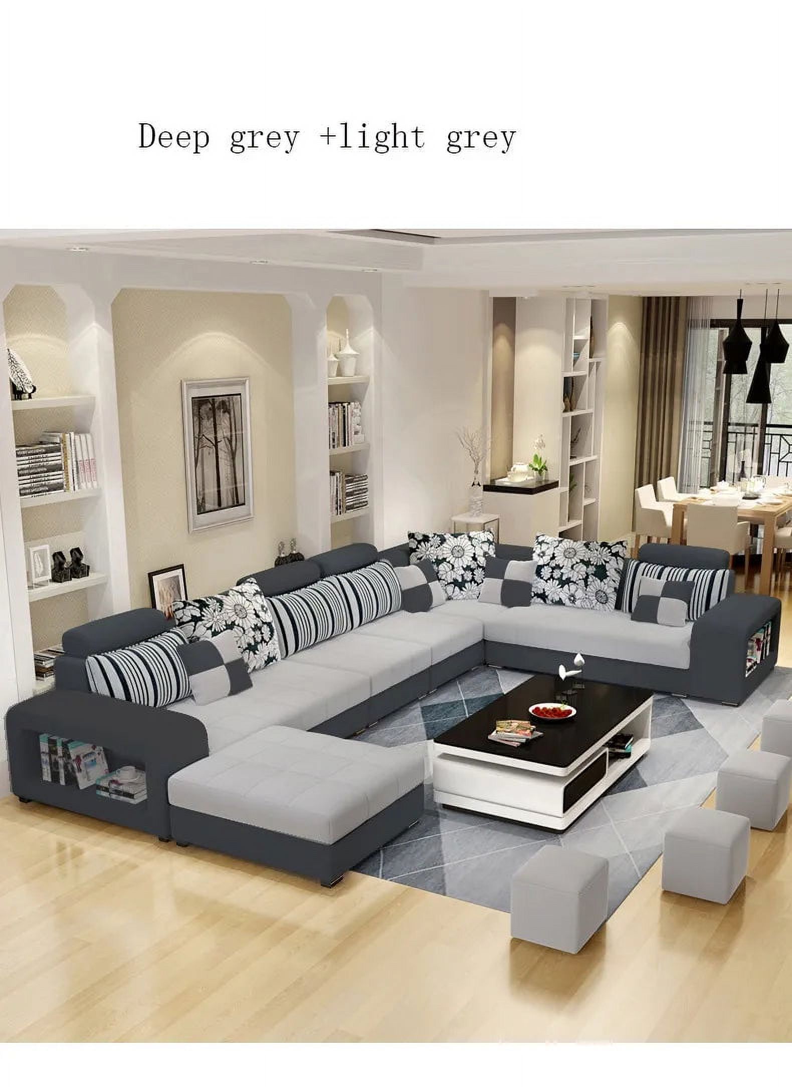 Living Room Furniture Modern Fabric Sofa European Sectional  Set 1909