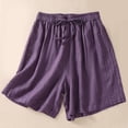 thumbnail image 2 of CAIXIA Womens Shorts Casual Elastic High Waisted Athletic Shorts Women Lightweight Women Bermuda Shorts Lounge Drawstring Shorts Wide Leg Skorts with Pockets, 2 of 3