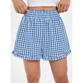 thumbnail image 4 of ZAXARRA Women Lounge Shorts Elastic Low Waist Plaid Short Pajamas Bottom Summer Casual Boxer Short Streetwear, 4 of 9