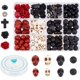 thumbnail image 1 of Kit de 203 cuentas de piedras preciosas de lava natural, turquesa, flores y rosas, estilo tibetano, para hacer joyas, pulseras, collares y manualidades., 1 of 9