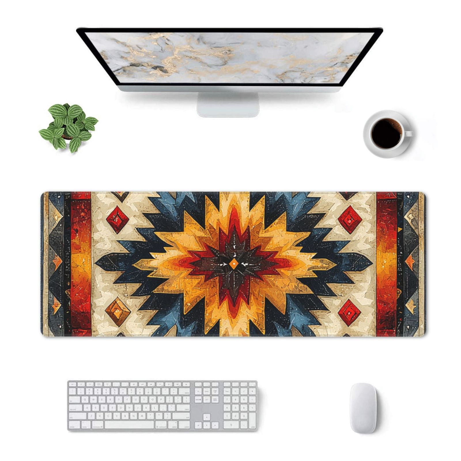 Native Southwest Tribal Patterns Art Mouse Pad Extended Large Gaming Mousepad Non-Slip Rubber Big Keyboard Desk Mat 31.5 X 11.8 Inch