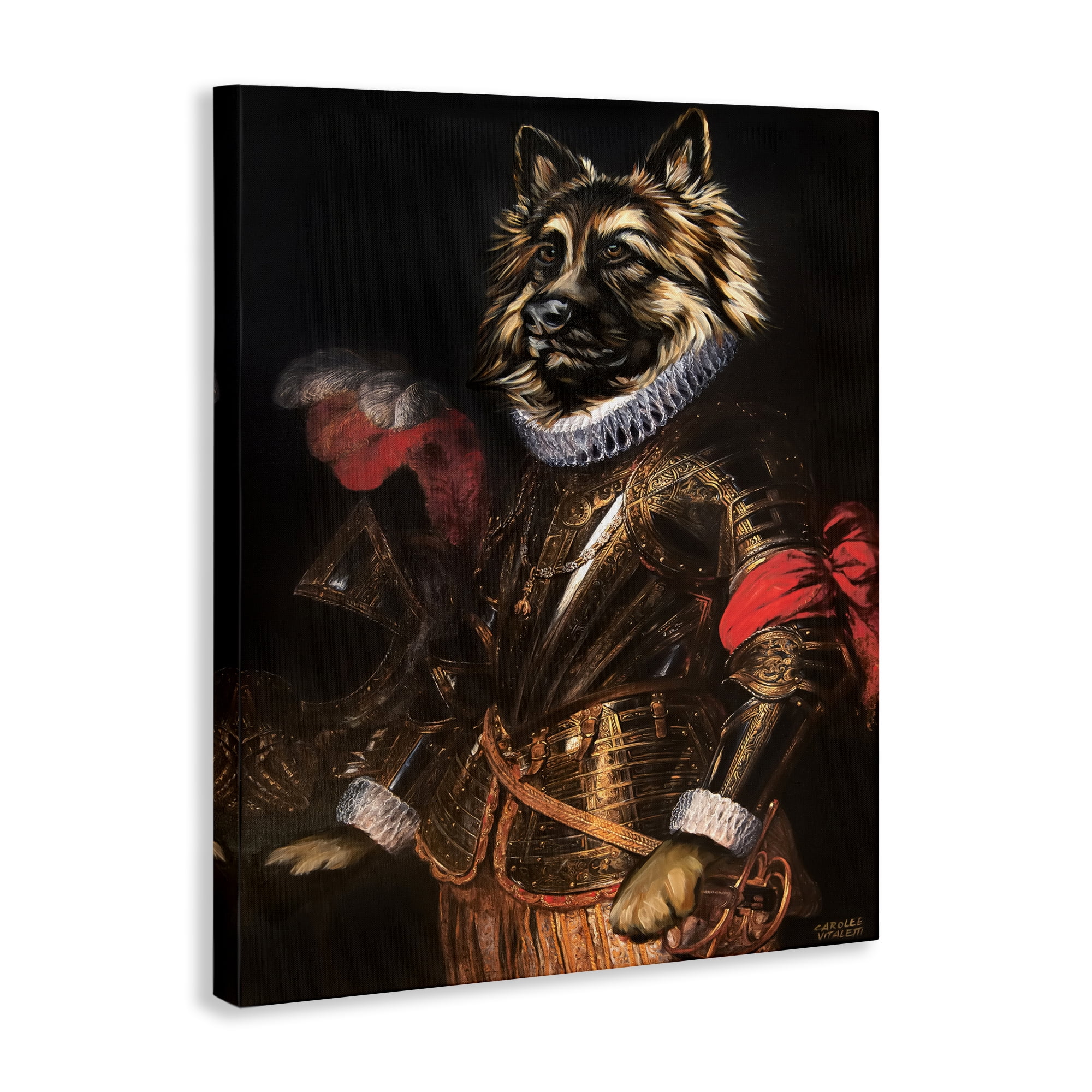 Stupell Industries Renaissance Dog Portrait History & Language Painting Wrapped Canvas Art Print Wall Art, 30 x 40
