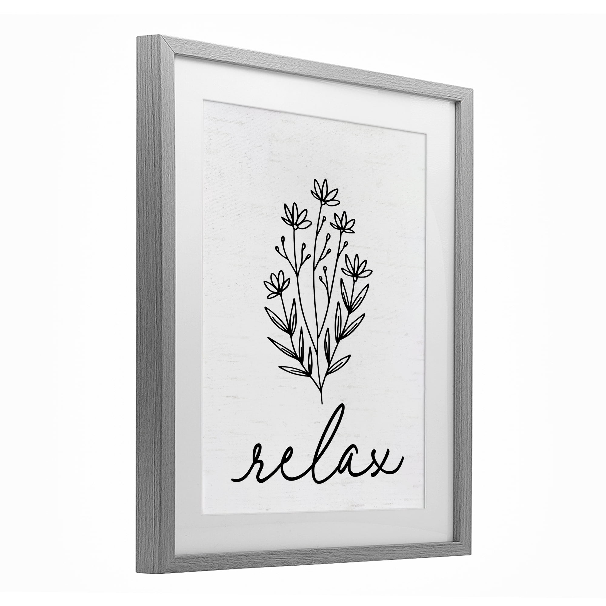 Bathroom Herb Relax Gray Framed Print Under Glass, design by Lettered and Lined
