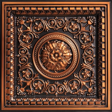 VC02-Rhine Valley 2 ft. x 2 ft. PVC Lay-in Ceiling Tile in Antique Copper (4 Sq.ft) - 1 Piece
