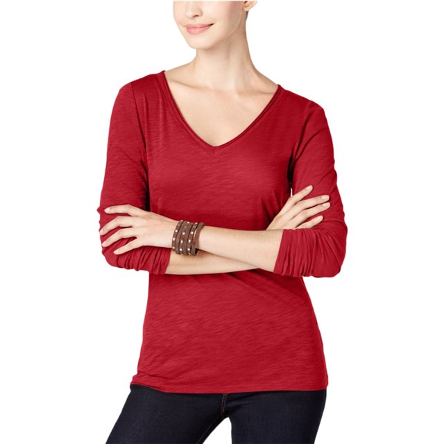 INC Blusa de algodón para mujer, rojo, PM I-N-C Pull-over