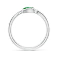thumbnail image 2 of ANGARA Natural Nature Inspired Emerald Bypass Ring with Diamond Leaf in 14K White Gold for Women (Size-6x4mm) | May Birthstone, Birthday, Anniversary, Jewelry Gift for Women | Natural Emerald Ring, 2 of 9