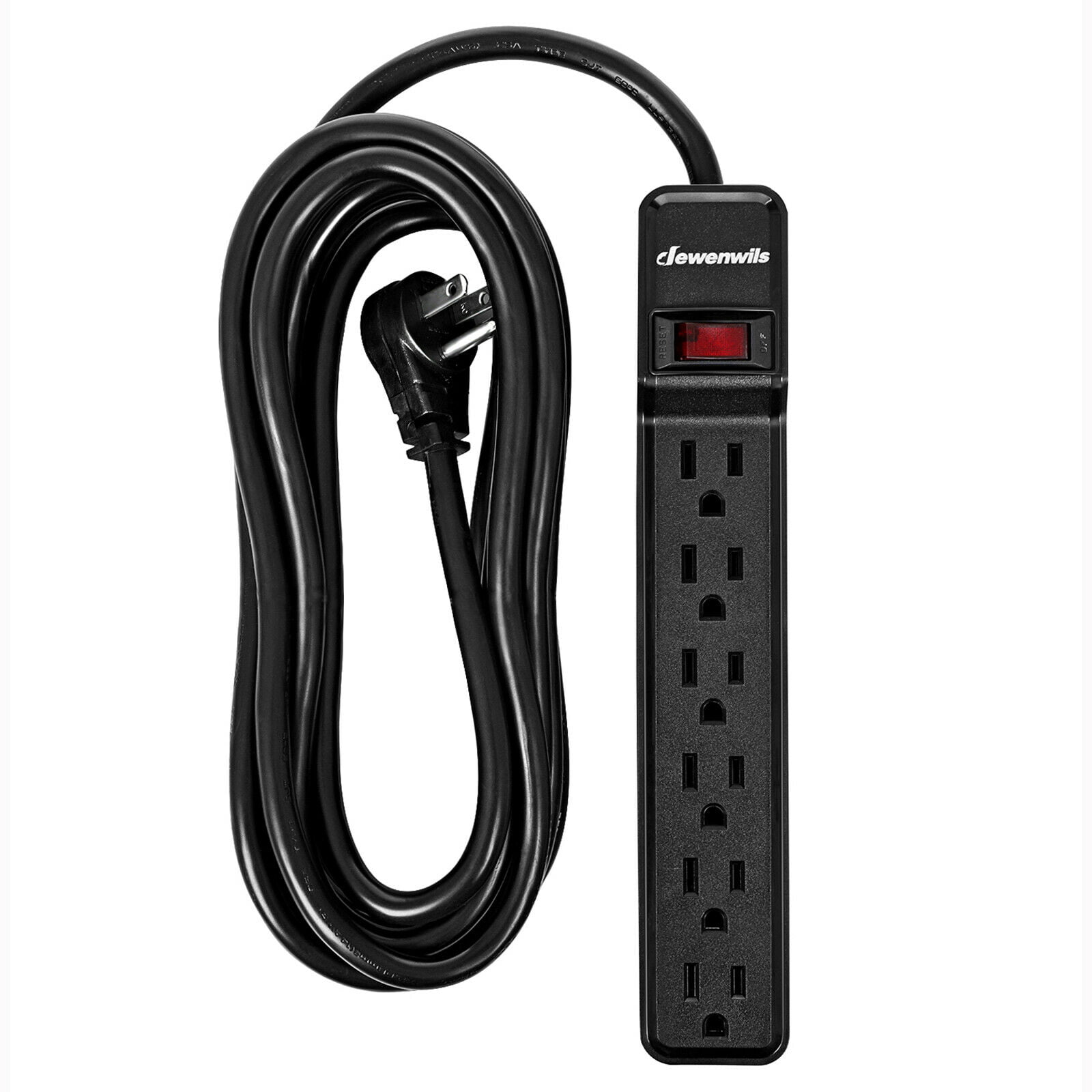 Black&White Witeem Power Strip with 12 Outlets and 4 USB Ports 4360Joules 5V/6A Flat Plug 2 Pack 6 Feet Long Extension Cord 