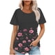 thumbnail image 1 of Tops Cortos para las Mujeres Cuello Redondo Suelto Impreso de Manga Corta, Tops Sueltos para las Mujeres, 1 of 5