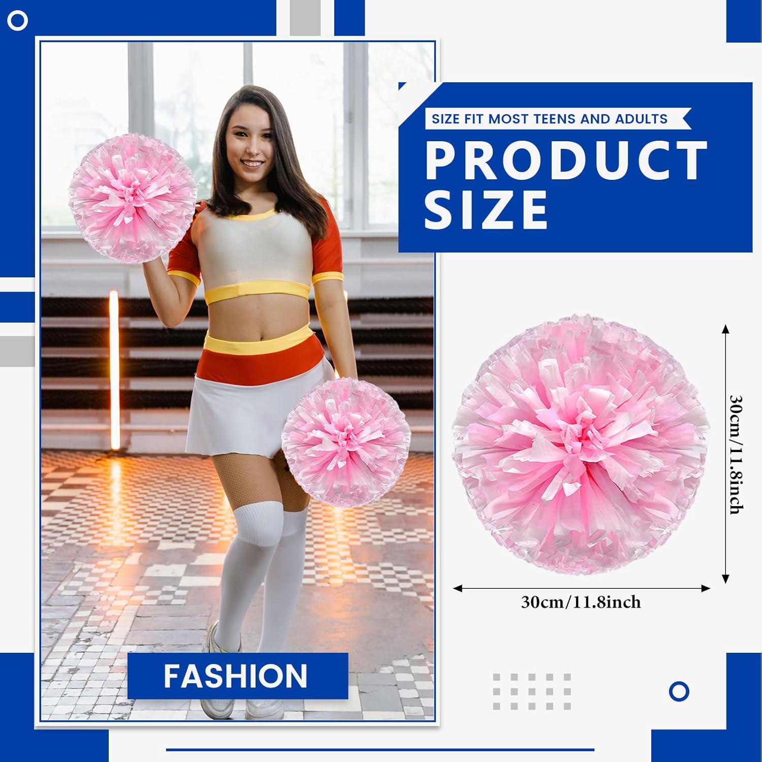 20 PCS Metallic Cheerleading Pom Pom for Team Spirit Sports Dance Cheering Kids Adults-Ring Style
