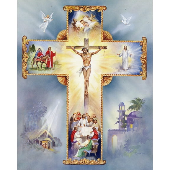 Catholic print picture - CROSS 76 - 8" x 10" ready to be framed
