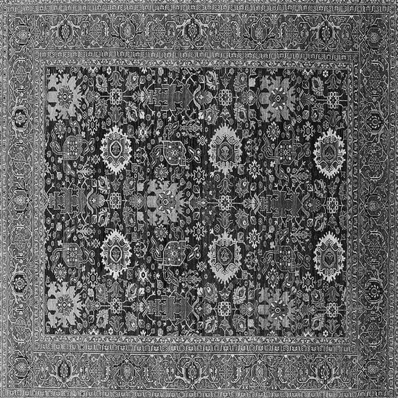 Ahgly Company Indoor Square Oriental Gray Industrial Area Rugs, 6' Square