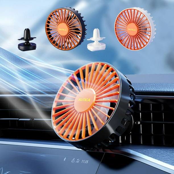 Ventilador montado en coche con base magnética - recargable inalámbrico, carga rápida tipo C, flujo de aire de 360°, motor sin escobillas, blanco