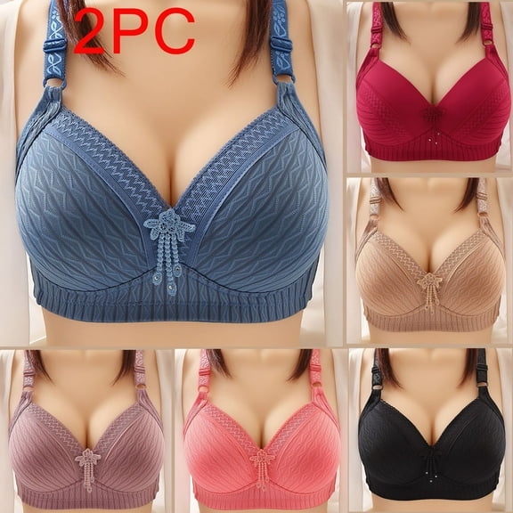 Utoimkio 2 Pack Push Up Bras for Women No Underwire Full Coverage T Shirt Bras for Women Comfortable Breathable Everyday Bras