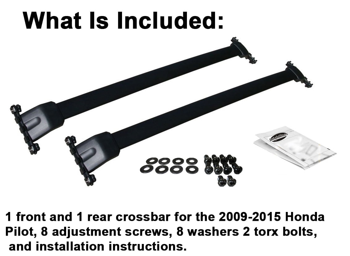 BRIGHTLINES Roof Rack Crossbars Replacement for Honda Pilot 2009-2015 for Kayak Luggage Ski Bike Carrier, a Set of 2pcs, Black Aluminum Top Cargo Rack