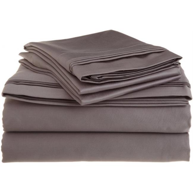 Egyptian Cotton 1500 Thread Count Solid Sheet Set California KingGrey