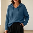 thumbnail image 6 of Perfectbot Womens Lightweight Waffle Knit Hoodie Pullover V Neck Long Sleeve Fall Casual Sweatshirt, 6 of 6