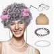 thumbnail image 2 of Peluca de abuela, actuación, cosplay, mujer mayor, juego de rol, traje, mujer de alquiler, accesorios de escenario, cabello corto y rizado, 2 of 3