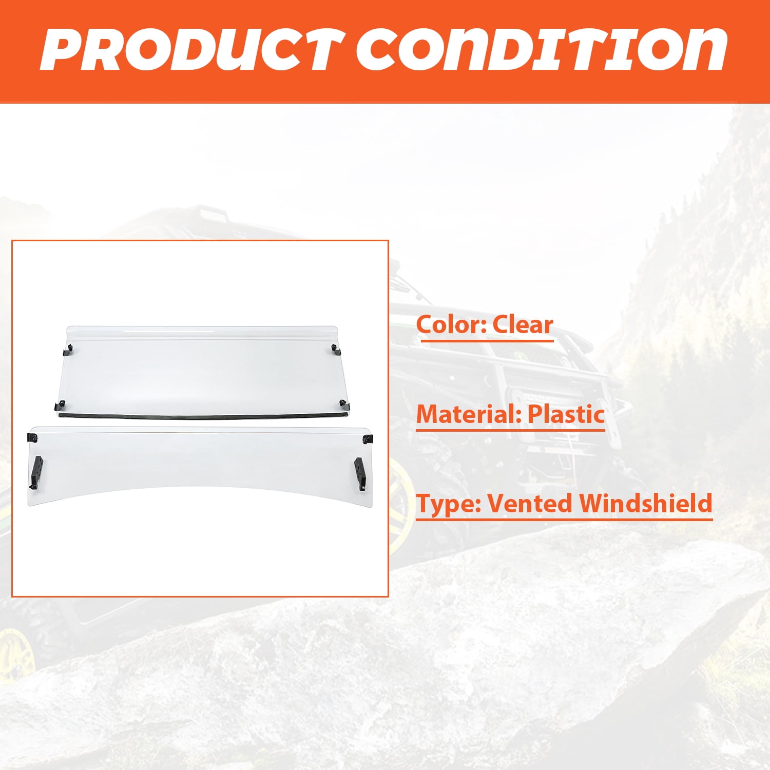 KOJEM Clear Heavy Duty Scratch Resistant UTV Windshield Windscreen for 2018+ John Deere XUV 835E, 835M, 865E, & 865M Polycarbonate Plastic in