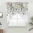 thumbnail image 3 of Floral Eucalyptus Leaf Swag Valances for Windows 2 Pack Vintage Pink Wild Flower Green Leaves Plant Swag Kitchen Curtains 63 Inches Long Rod Pocket Short Window Treatment for Kitchen Bathroom 36"x63", 3 of 9