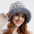 thumbnail image 2 of qolati Womens Wide Brims Caps Fuzzy Faux Fur Winter Warm Thick Plush Earflap Fisherman Beanie Hats Soft Puffy Outdoor Bucket Hats, 2 of 7