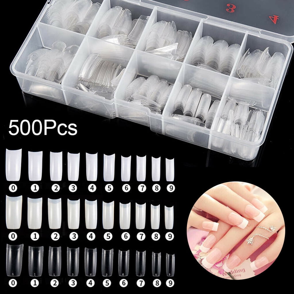 DIY Acrylic Nail Tips, 500Pcs Half Cover Fake Nails French Style False Nail 10 Sizes for DIY Nail Art Salons(Clear) DIY Acrylic Nail Tips, 500Pcs Half Cover Fake Nails French Style False Nail 10 Sizes for DIY Nail Art Salons(Clear)