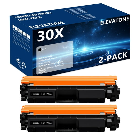 Elevatone 30X 30A Toner Cartridge Compatible for HP 30X CF230X 30A CF230A for HP LaserJet Pro MFP M227fdw M227fdn Pro M203dw M203d M203dn High Yield Printer (2-Pack,Black)
