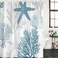 thumbnail image 2 of Xipuska Starfish Coral Shower Curtain - Water Repellent Fabric Shower Curtains Washable, Coastal Ocean Seagrass Nautical Nature Decorative Polyester Cloth Bathroom Curtains Modern Bath Decor 72"x78", 2 of 6