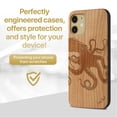 thumbnail image 2 of Case Yard Wooden Case Outside Soft TPU Silicone, Slim Fit Shockproof Wood Protective Phone Cover for Girls Boys Men and Women, Supports Wireless Charging Octopus Design case for iPhone-11, 2 of 7