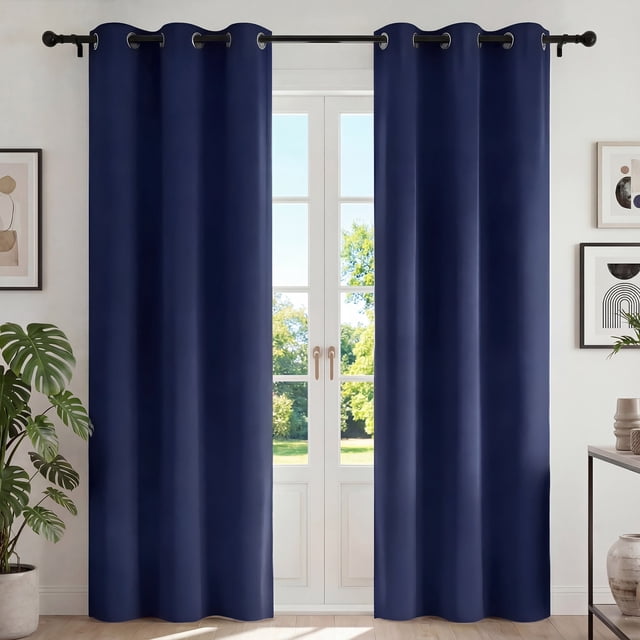 Blackout Cortinas para Recámara, Cortina Blackout Térmica Aislada 2 Paneles 42x84 Pulgadas, Cortinas Negras con Ojales, Reducción de Ruido, Ahorro de Energía y Cortinas sin Arrugas para Sala de Estar