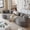 Gray, variant on 111.5-inch Oversized Curved Cloud Sectional Sofa, Corduroy Four-Seater Bone-Free Sofa with Deep Seat and 6 Throw Pillows, Beige
