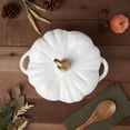 thumbnail image 4 of Smith & Clark 4 Quart Pumpkin Enameled Cast Iron Dutch Oven Casserole Pot with Lid, White, 4 of 14
