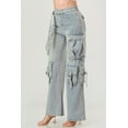 thumbnail image 2 of Saronite Non-Stretch 2 Pockets Sides Full Length Belted Cargo Jeans, Denim (Women's), 2 of 3