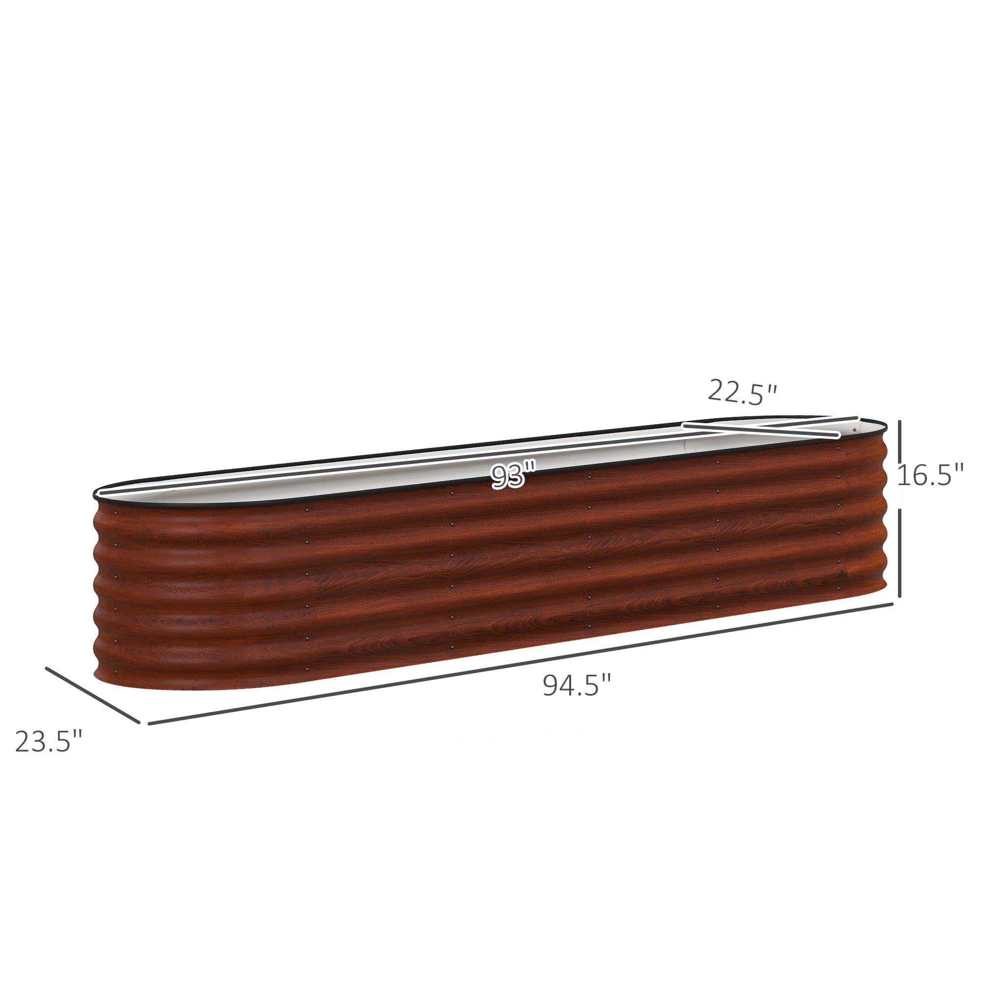 NOBOLEA 8' Galvanized Raised Garden Bed, Outdoor Metal Planter Box with Safety Edging, Modular DIY Elevated Planter Kit for Flowers Herbs Vegetables, Brown