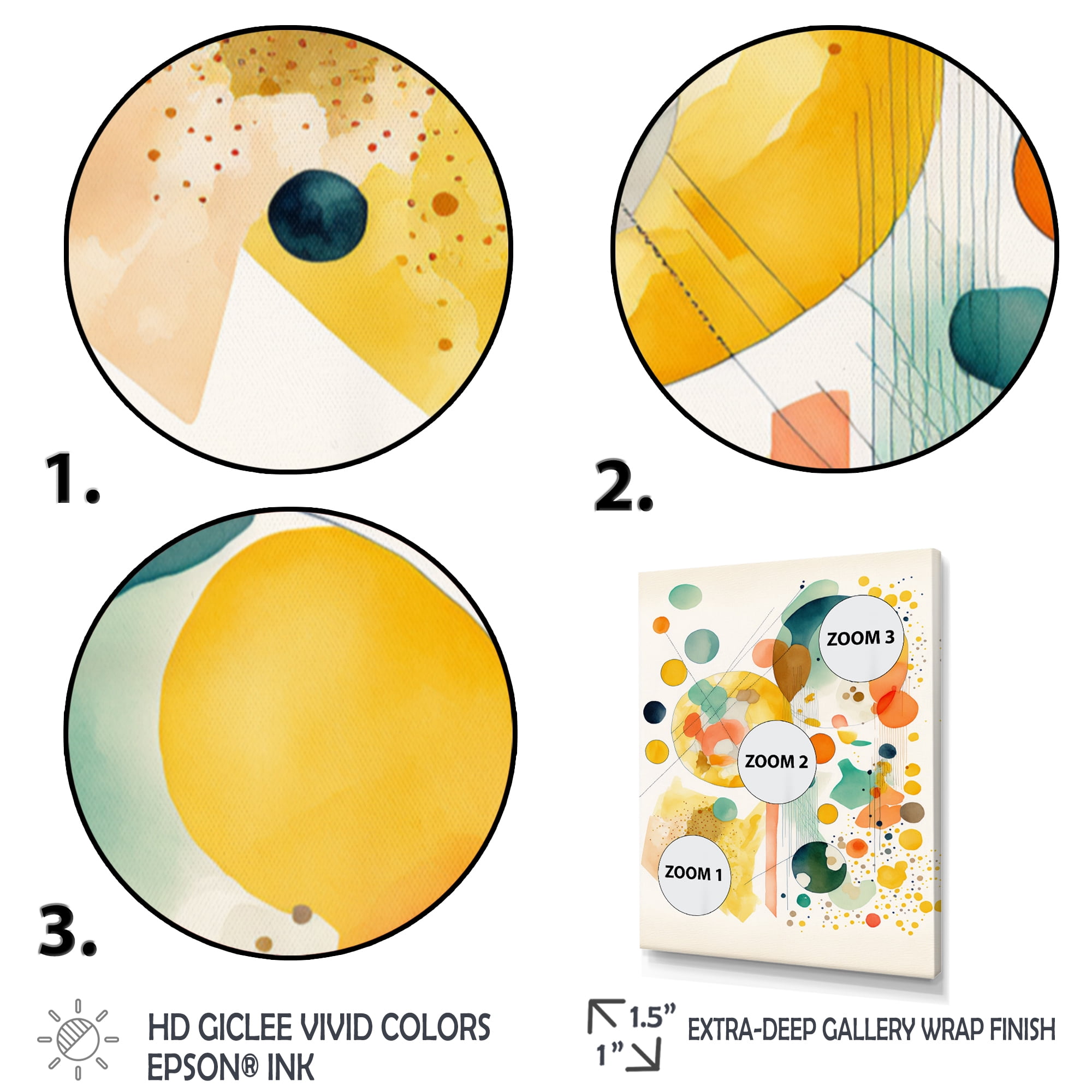 Designart Watercolor Multi Shape Abstract III Canvas Wall Art