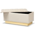 thumbnail image 3 of Baxton Studio Powell Glam and Luxe Beige Velvet Fabric Upholstered and Gold PU Leather Storage Ottoman, 3 of 10