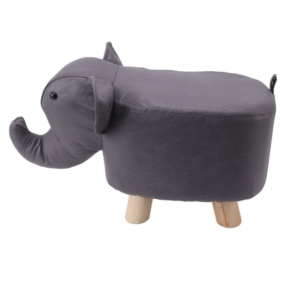 Elephant Ottoman, Cute Animal Footstools with Soft Padded Cushion and Non Slip Feet, Cartoon Footrest Pouffe Stool for Nursery, Bedroom, Playroom, Entryway and Living Room Decor