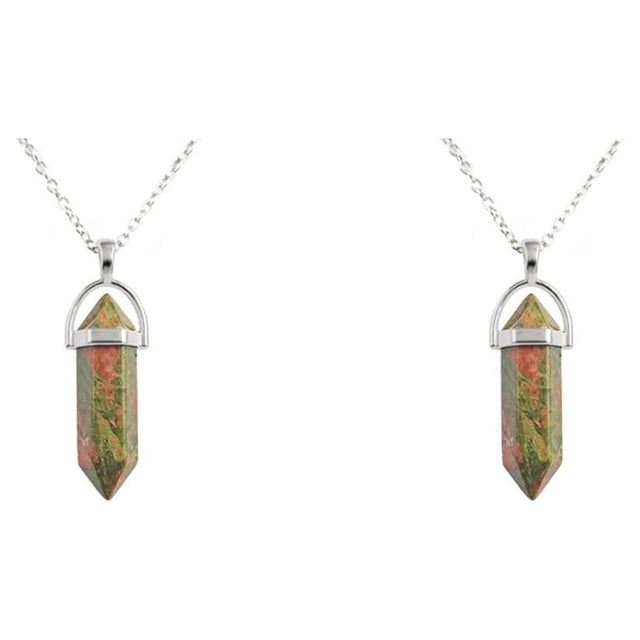 QualitChoice Hexagon Column Charm Exquisite Women Men Making Findings Handmade Anniversary Hanging Pendants Colorful Crystal Unakite 2Set