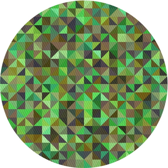 Ahgly Company Machine Washable Indoor Round Transitional Pea Green Area Rugs, 7' Round