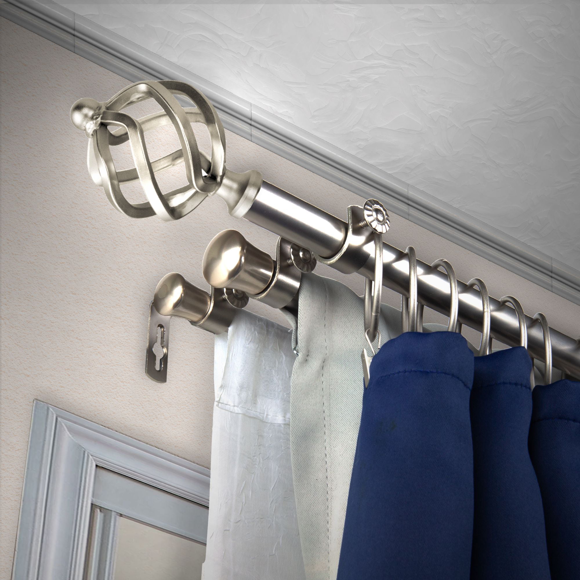 55 Silver Solid Contemporary Triple, Shower Curtain Ring Extenders