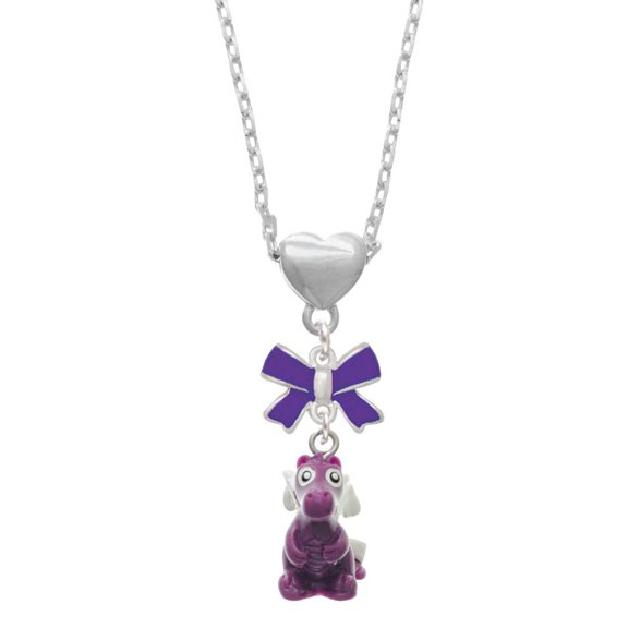 Delight Jewelry Resin Purple Dragon Darling Purple Bow Heart Necklace