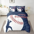 thumbnail image 2 of Feelyou Baseball Sports Kids Bedding Comforter Set 7 Pieces, Vintage Football Lover Full Bedding Set, Navy Red Stripes Reversible Fitted Sheet Flat Sheet, Super Cozy Room Decor, 2 of 8