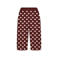 thumbnail image 5 of Beach Shorts for Women Polka Capris Pants Women Knee Length Side Slit Button Loose Straight Leg Soft Casual Daily Wear Shorts Brown L, 5 of 5