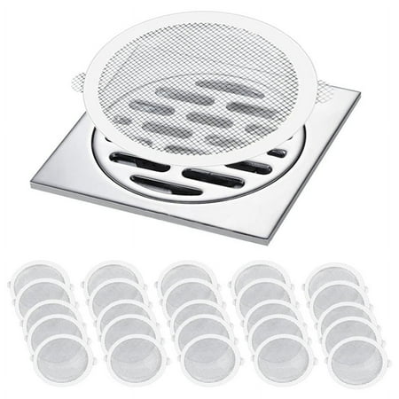 

Qtmnekly 50 Pcs Disposable Shower Drain Hair Catcher Mesh Stickers Anti Clogging Floor Sink Strainer Shower Drain Dog Hair