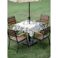thumbnail image 4 of Outdoor Tablecloth with Umbrella Hole for Patio/Picnic/Party/Camping, Blue Grey Eucalyptus Waterproof Table Cloth Square Cover Washable, Watercolor Spring Weeping Botanical (54"x 54"), 4 of 8
