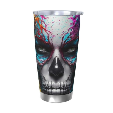 

Goofa Modern Abstract Colorful Skull for 20 oz Skinny Tumbler Stainless Steel Coffee Mug Slim Vacuum Insulated Travel Cup Car Cup-Without Straw