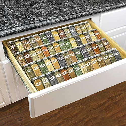 LYNK PROFESSIONALA Expandable Spice Rack Drawer Organizer Heavy Gauge Steel 4 Tier Spice Rack for Kitchen Drawers Spice Drawer Organizer Silver Metallic Walmart