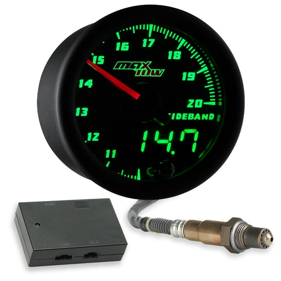 MaxTow | Black & Green Double Vision Series Wideband Gauge for Trucks