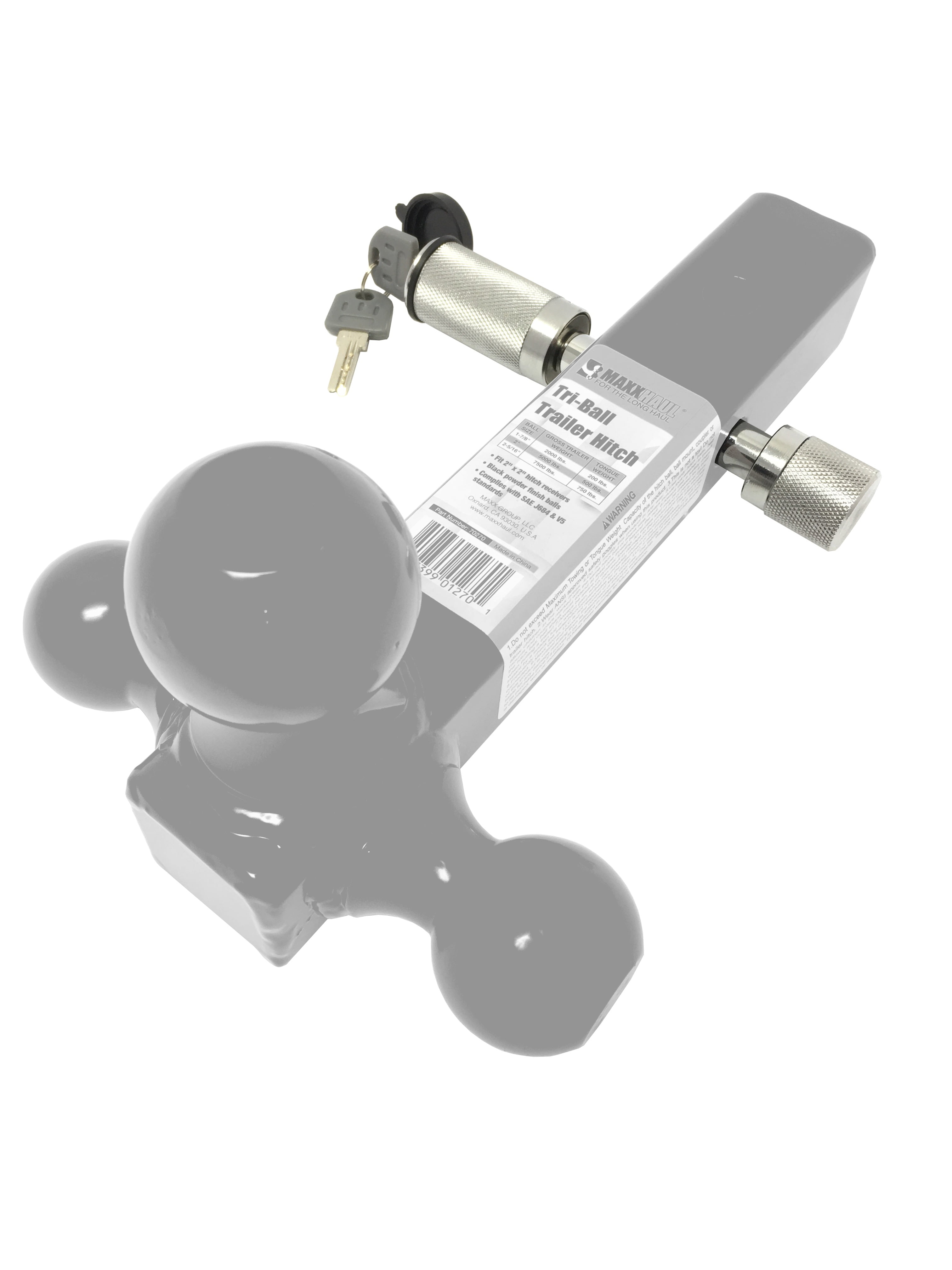 MaxxHaul 70050 Heavy Duty 5/8" - Hitch Locking Receiver Pin with 2 Keys