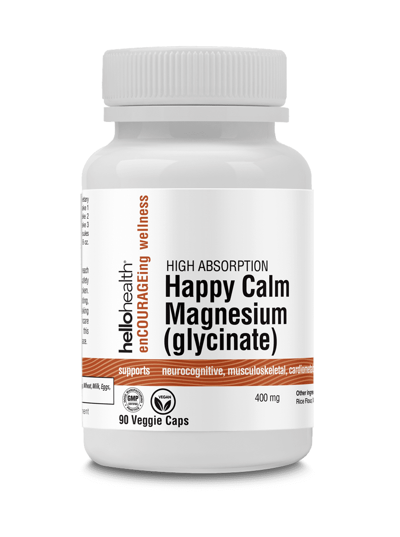 Happy Calm Magnesium™ Glycinate Supplement for Brain Support Promotes Optimal Function of